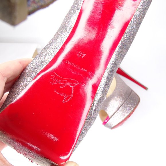 Chrisitian Louboutin Lady Peep 150 Glitter Pumps - Picture 12 of 15